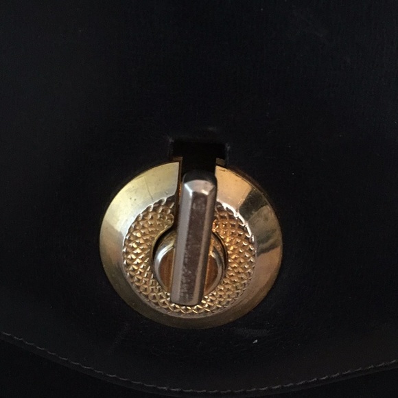 Vintage 100 percent all dark blue leather bag - Picture 2 of 6